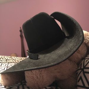 Black unisex Cavalier 18th century, leather hat, size M
